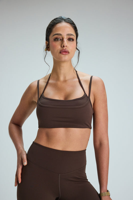 Sujetador deportivo layering copas_Espresso