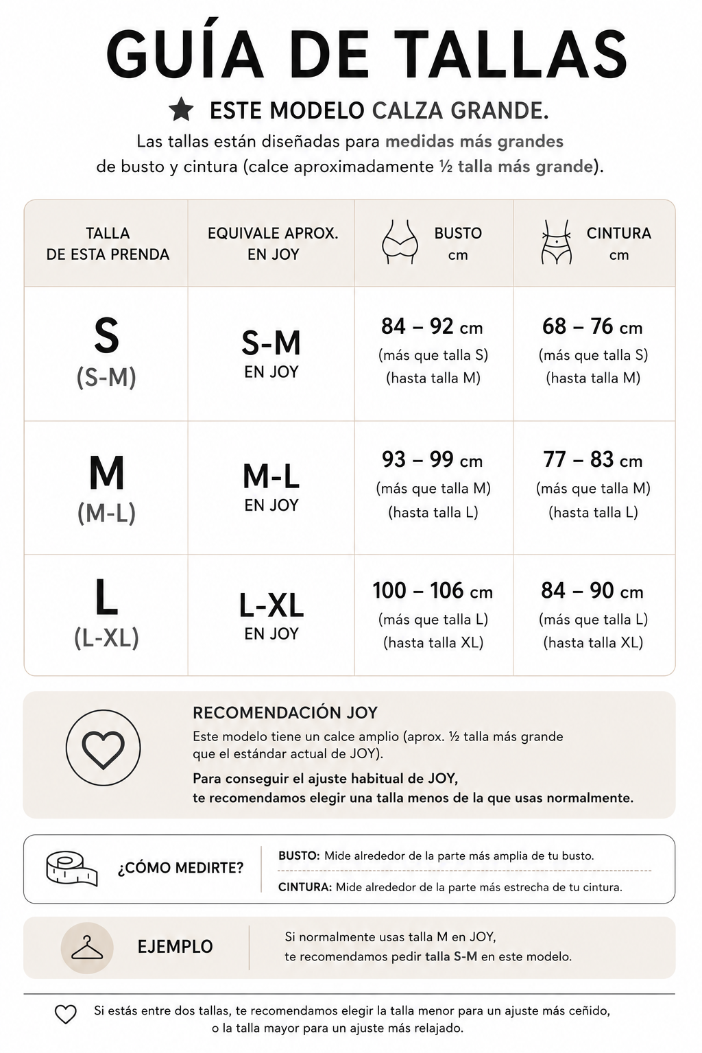 Tabla de Tallas