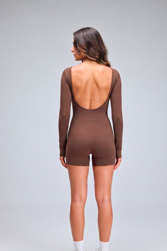 Enterizo biker deportivo de manga larga_Taupe