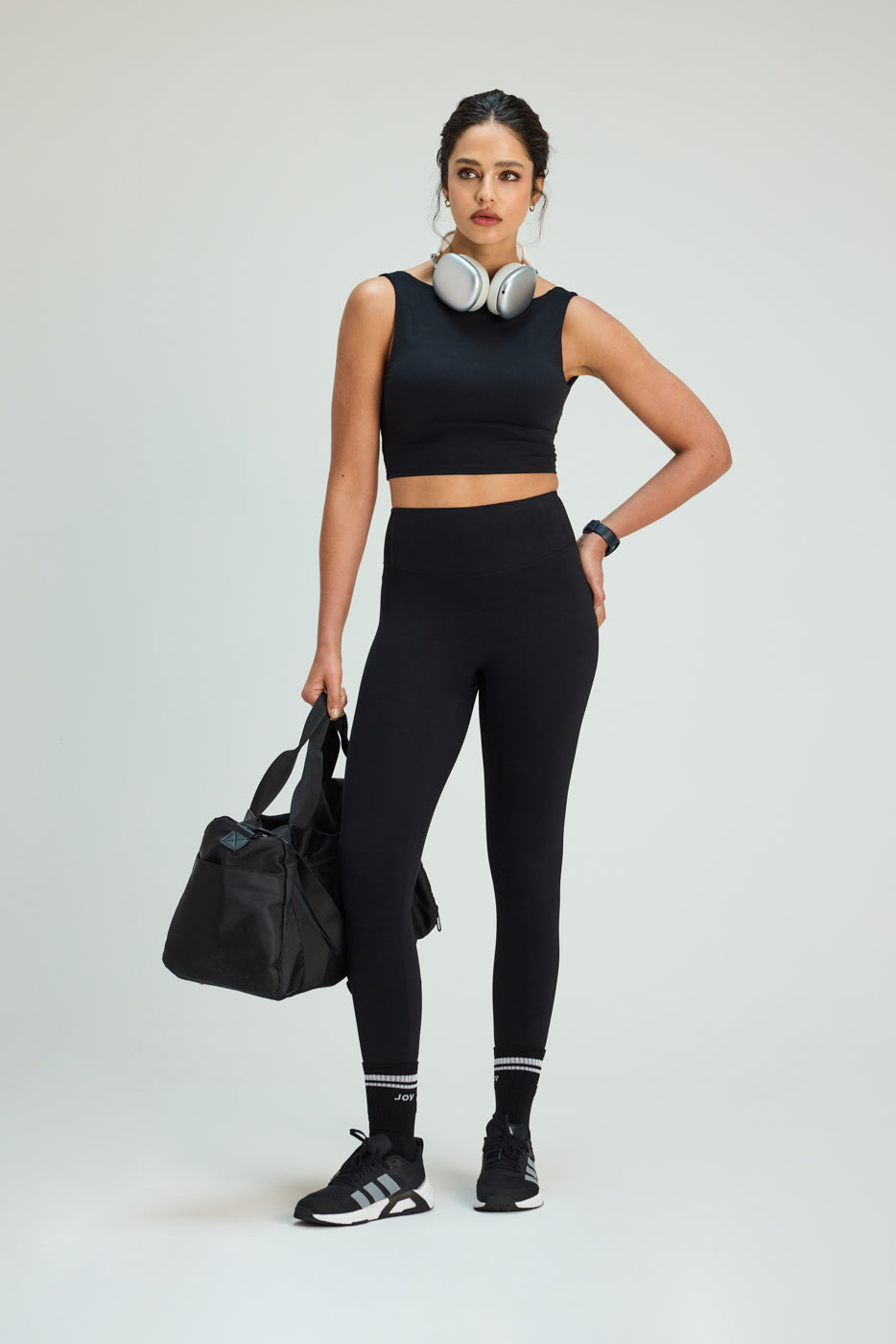 Legging cintura alta seamless front_Negro