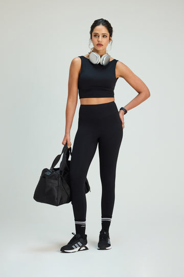 Legging cintura alta seamless front_Negro