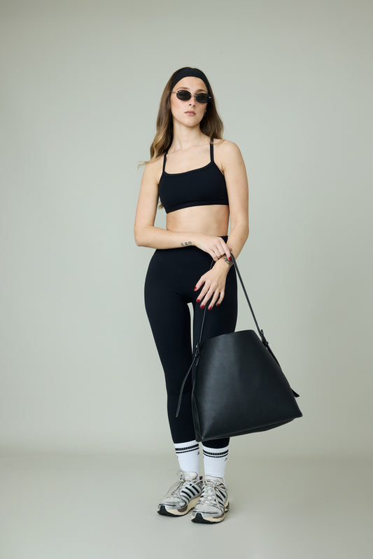 Legging tiro alto clean front_Negro