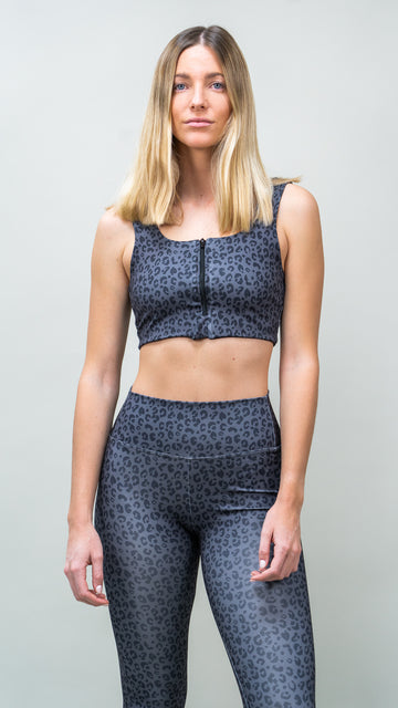 Top Zip On Cheetah Black