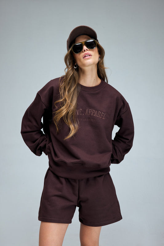 Poleron Crew Neck Bordado Active Apparel_Espresso