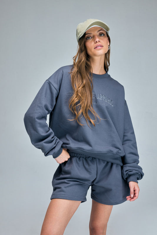 Poleron Crew Neck Bordado Active Apparel_Grafito