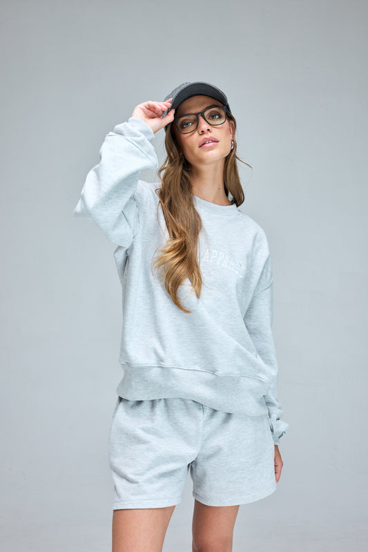 Poleron Crew Neck Bordado Active Apparel_Gris Blanco