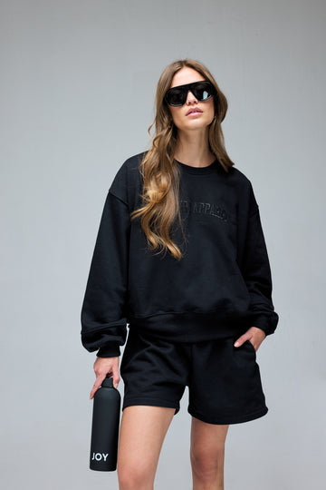 Poleron Crew Neck Bordado Active Apparel_Negro