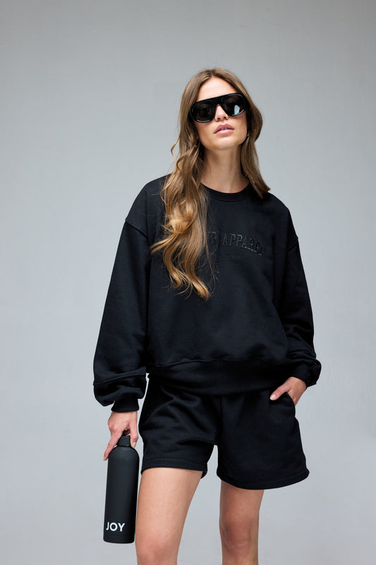 Poleron Crew Neck Bordado Active Apparel_Negro