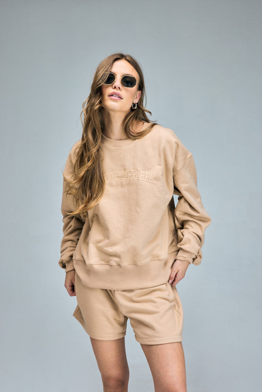 Poleron Crew Neck Bordado Active Apparel_Visón