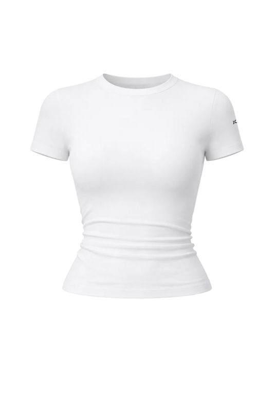 Polera ajustada de manga corta_Blanca