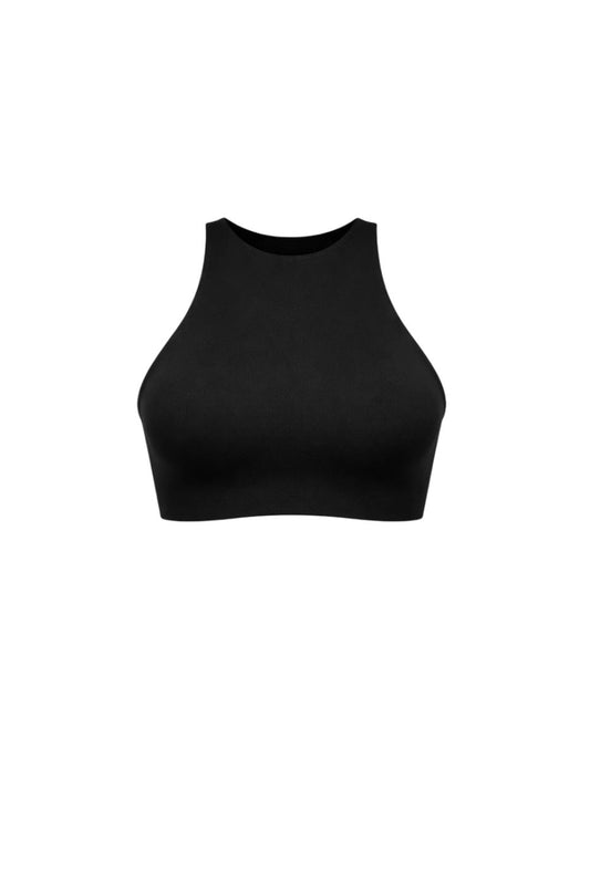Top deportivo crop de cuello alto_Negro