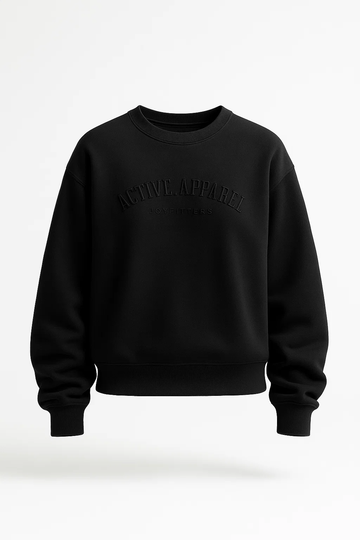 Poleron Crew Neck Bordado Active Apparel_Negro