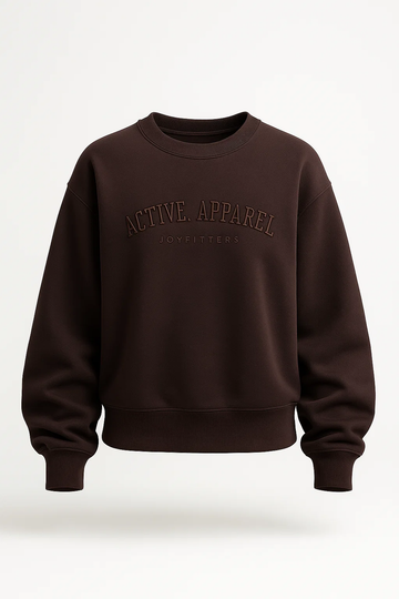 Poleron Crew Neck Bordado Active Apparel_Espresso