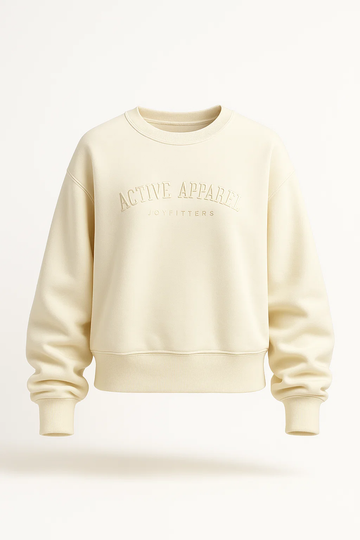 Poleron Crew Neck Bordado Active Apparel_Mantequilla
