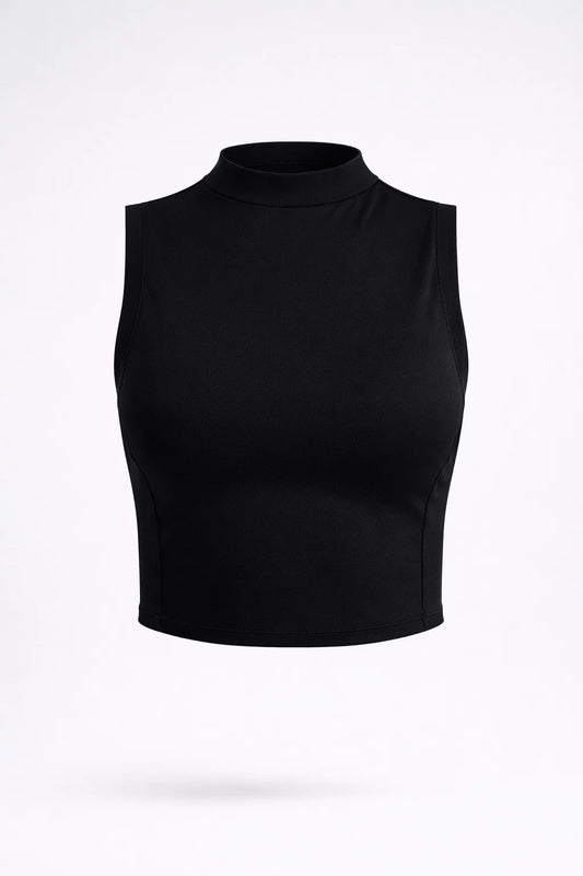 Tank top cuello alto copas_Negro